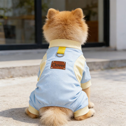 Personalized Leather Patch Name Breathable Summer Pet Jumpsuit  | inCloth64